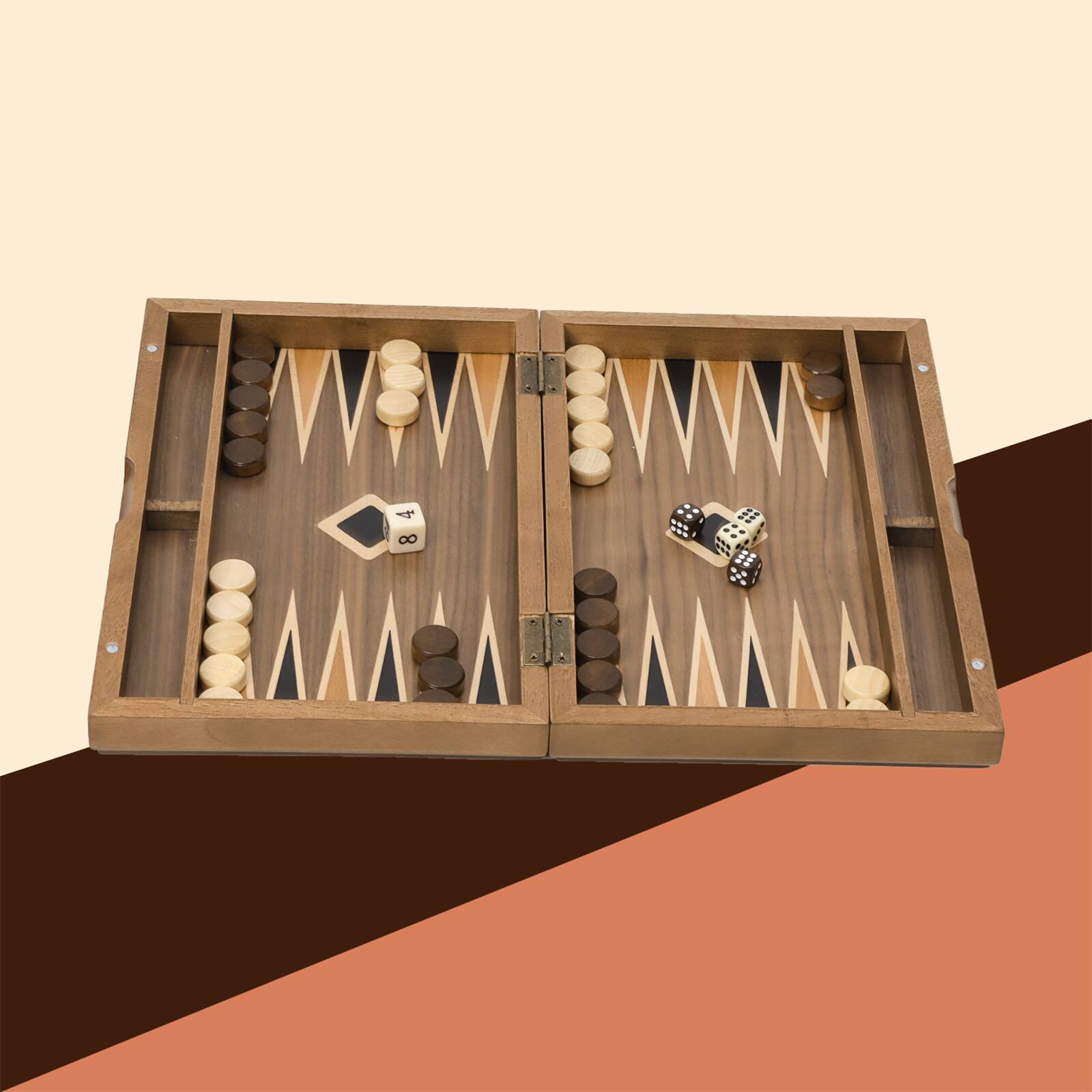 Alt View 2. GSE Games & Sports Expert - Premium Magnetic Wooden Folding Inlay Backgammon Board Game Set (Star-11").