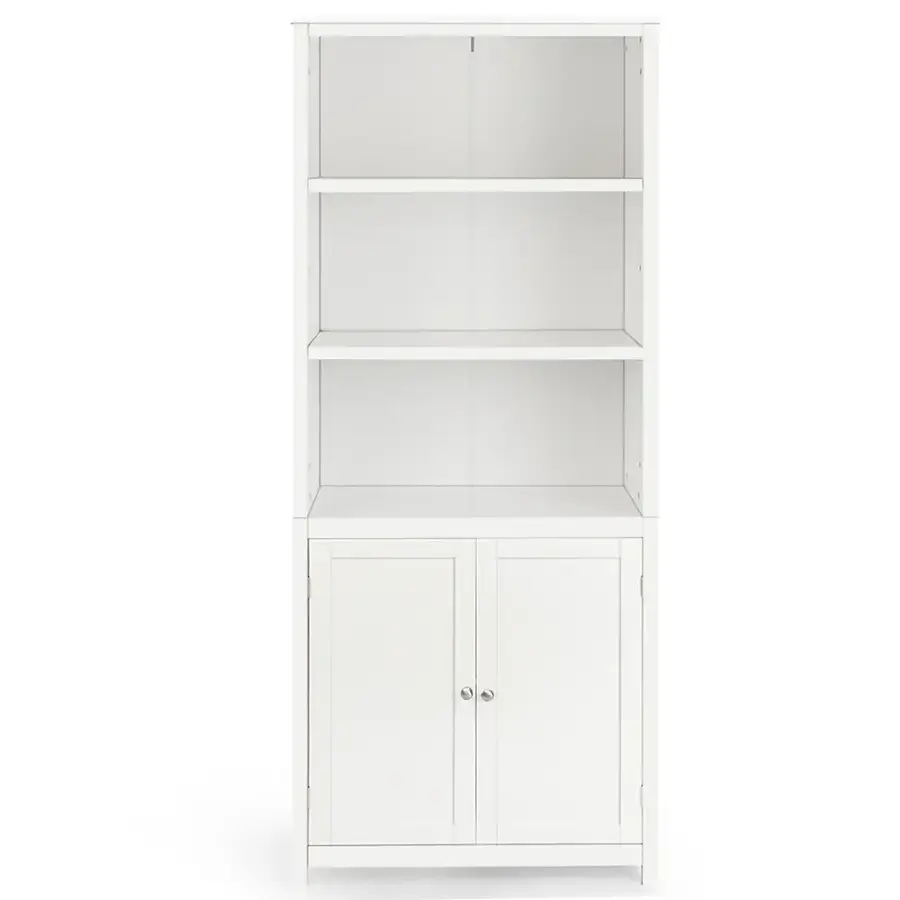 Alt View 16. Costway - Bookcase Shelving Storage Wooden Cabinet Unit Standing Display Bookcase W/Doors - White.