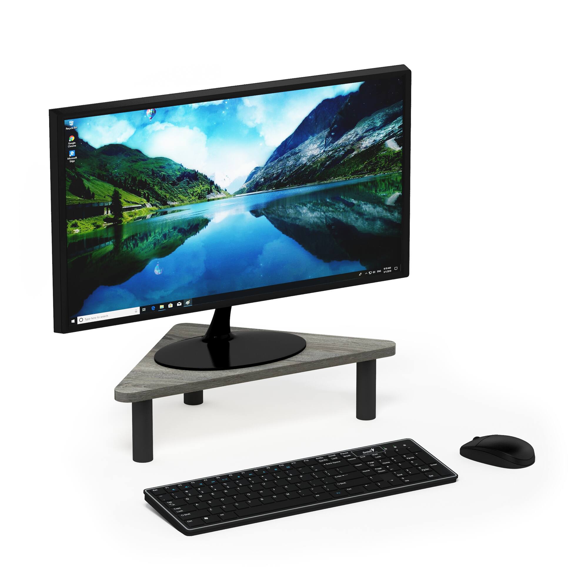 Alt View 5. Furinno - Turn-N-Tube Corner Monitor Riser Stand - French Oak/Black.