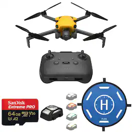 Bundle - SKYROVER - X1 4K Drone w/Remote Controller, Yellow, w/64GB Card, Strobe Light