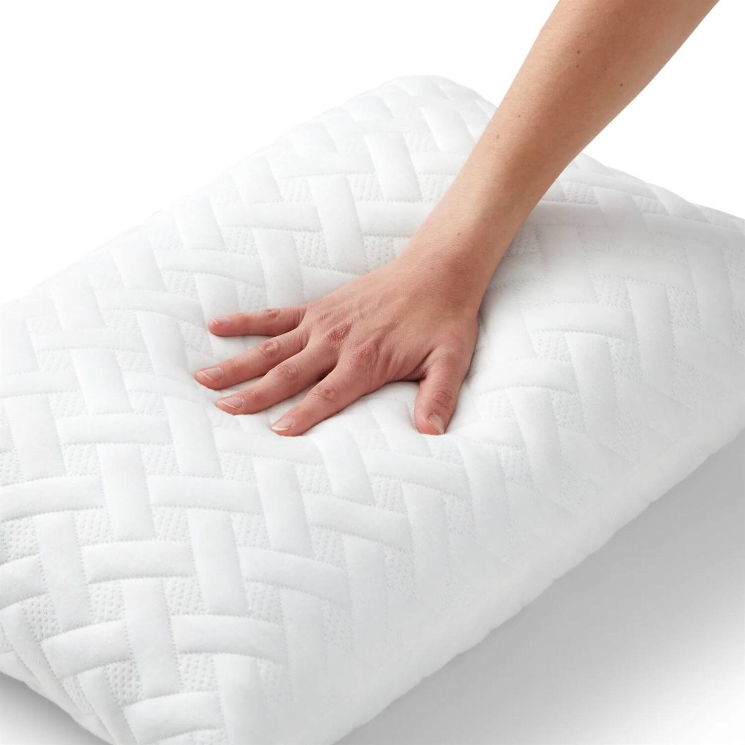 Left. Hivvago - Set of 2 - Shredded Memory Foam Bed Pillows with 2 Pillowcases - Standard size - White.