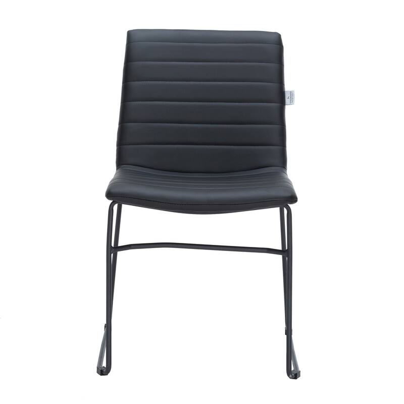 Alt View 4. LeisureMod - Zylar Office Guest Chair with PU Leather, Foam Cushion & Stainless Steel Base - Black.