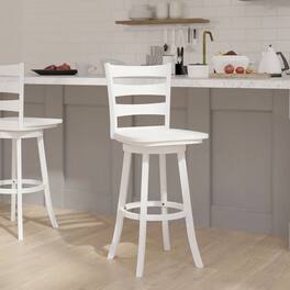 Emma + Oliver - Vanya Classic Ladderback Counter Height Dining Stool with Wood Seat - White Wash