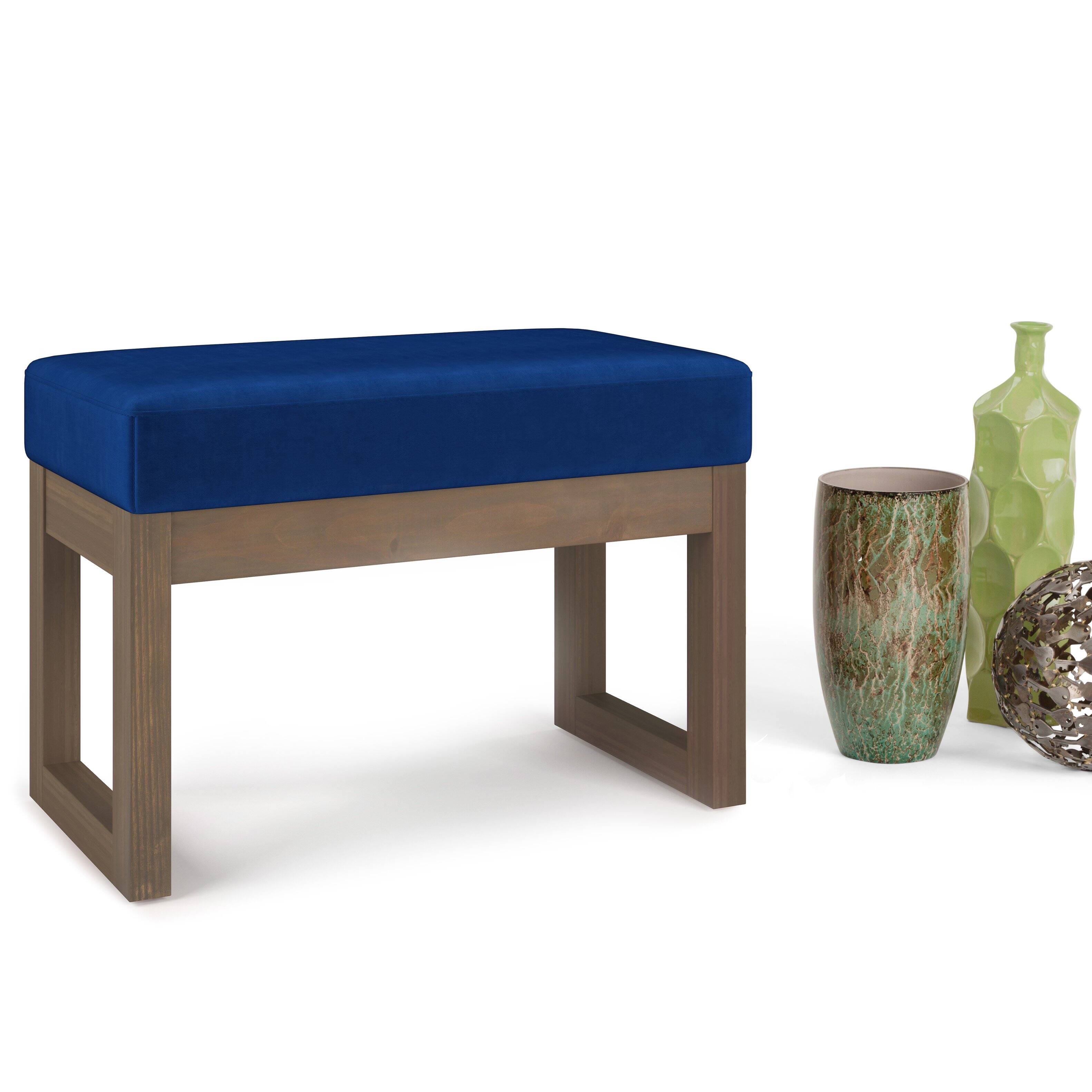 Left. Simpli Home - Milltown Footstool Small Ottoman Bench - Blue.