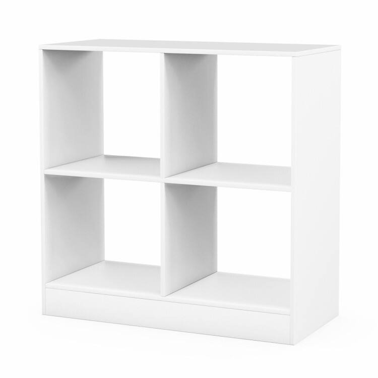 SlickBlue - 4-Cube Kids Bookcase with Open Shelves for Books and Toys - White
