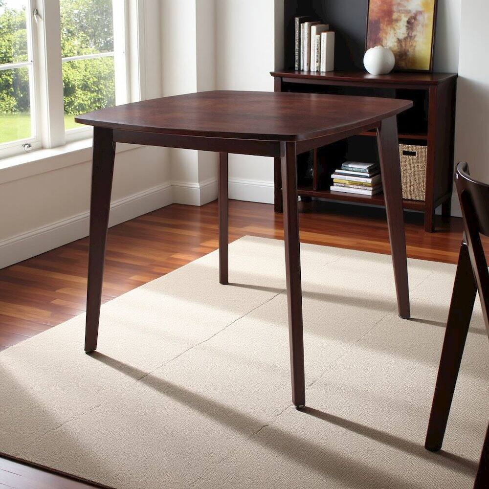 Alt View 3. FurniFact - Walnut Square Dining Table – Compact Solid Wood Kitchen Table for Small Spaces - Walnut.