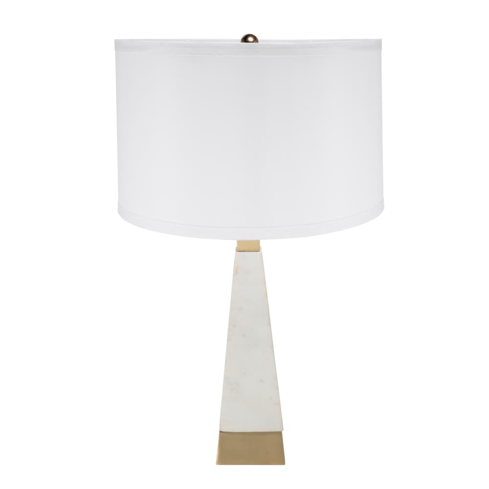 Alt View 1. Luckbyte - 15x26 Inch White Gold Thin Pyramid Table Lamp With Drum Shade Assembly Required.