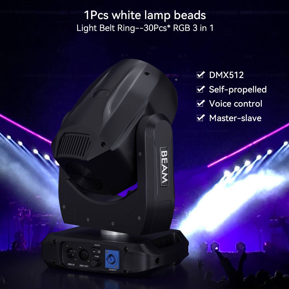 1Pcs white lamp beads  
Light Belt Ring--30Pcs* RGB 3 in 1  

- DMX512  
- Self-propelled  
- Voice control  
- Master-slave