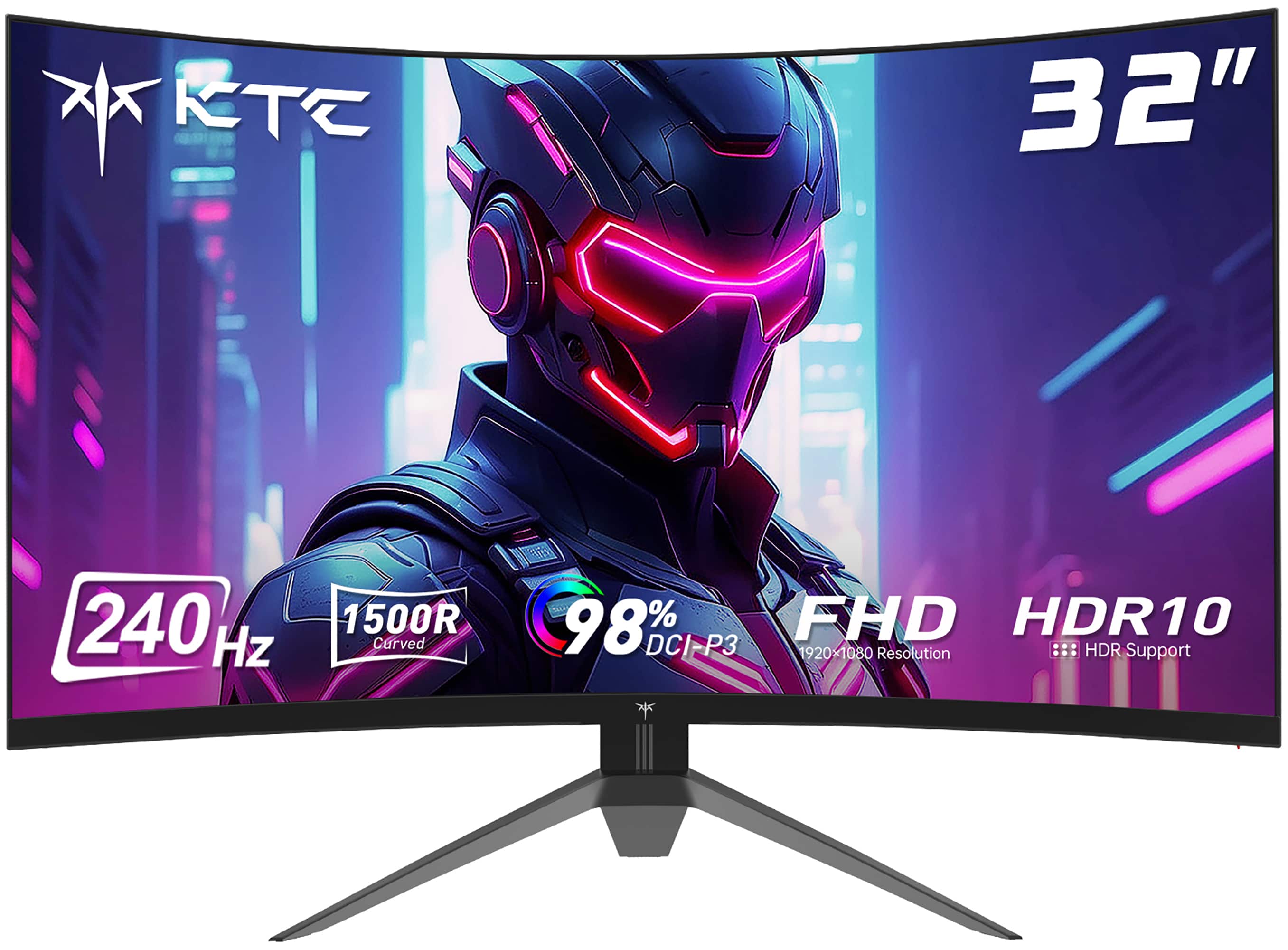 KTC 32" 240 Hz 1500R Carved 98% FHD HDR10 DCI-P3 P3 1920*1080 Resolution ::: HDR Support