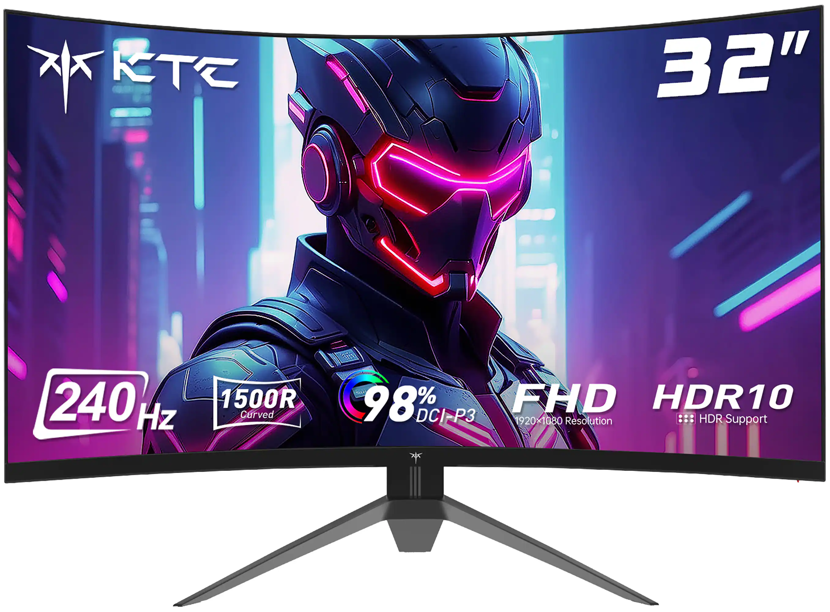 KTC 32" 240 Hz 1500R Carved 98% FHD HDR10 DCI-P3 P3 1920*1080 Resolution ::: HDR Support