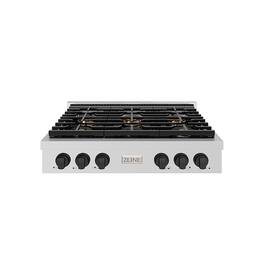 ZLINE - 36 in. Wide 6 Burner AutographParamount Rangetop with with Black Accents (PSRTZ-36-MB) - Stainless Steel