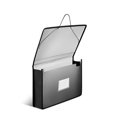 Front. Staples - Staples 3.5" Expanding Wallet, Elastic Closure, Legal Size, Black (TR10761) - Black.