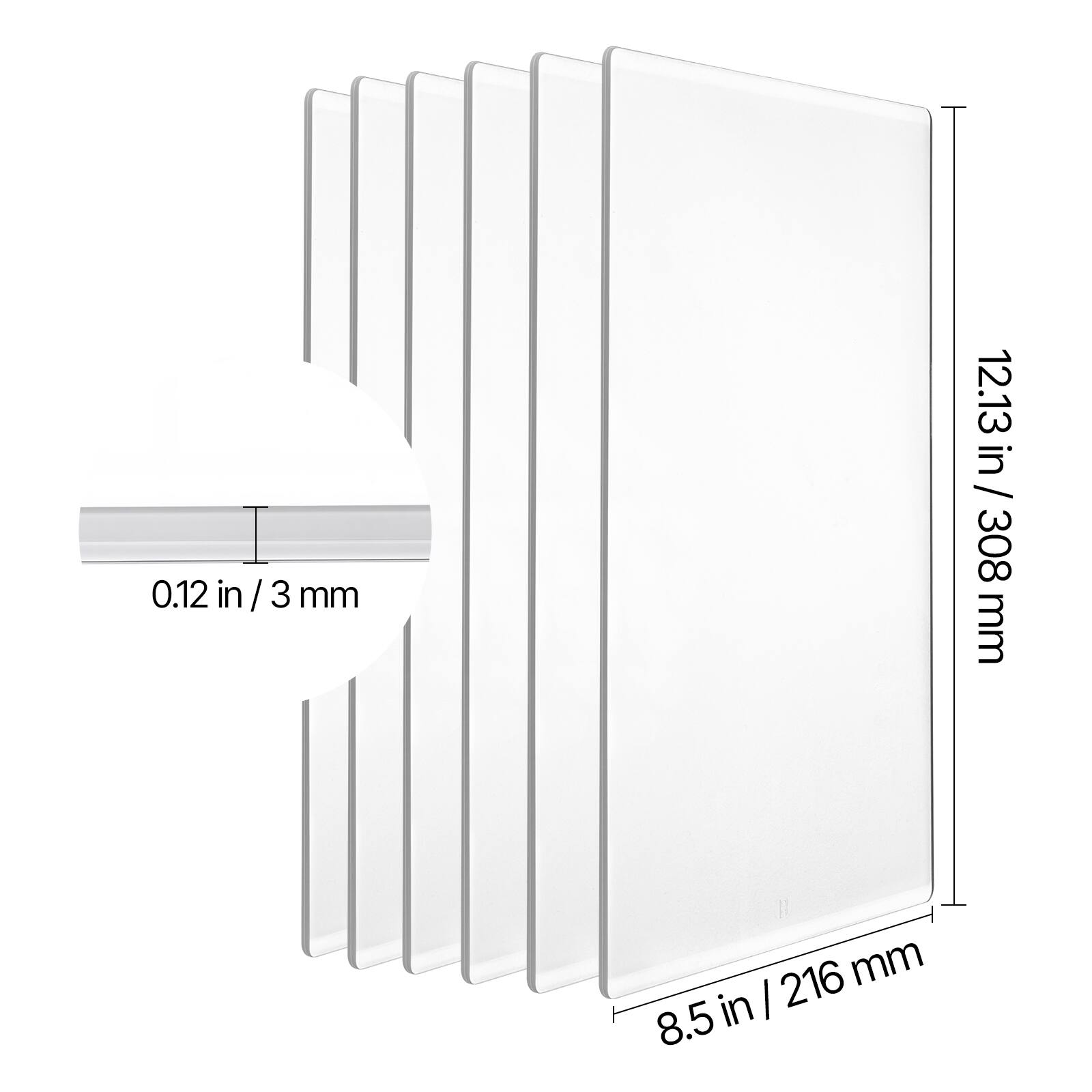 0.12 in / 3 mm  
12.13 in / 308 mm  
8.5 in / 216 mm