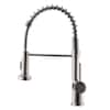 Front. Boyel Living - Contemporary Single Handle Gooseneck Pull Down Sprayer Kitchen Faucet Brushed Nickel - Brushed Nickel.