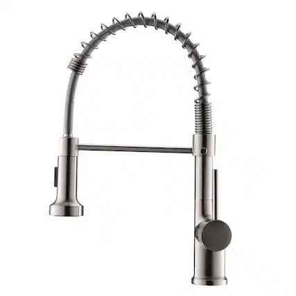 Front. Boyel Living - Contemporary Single Handle Gooseneck Pull Down Sprayer Kitchen Faucet Brushed Nickel - Brushed Nickel.