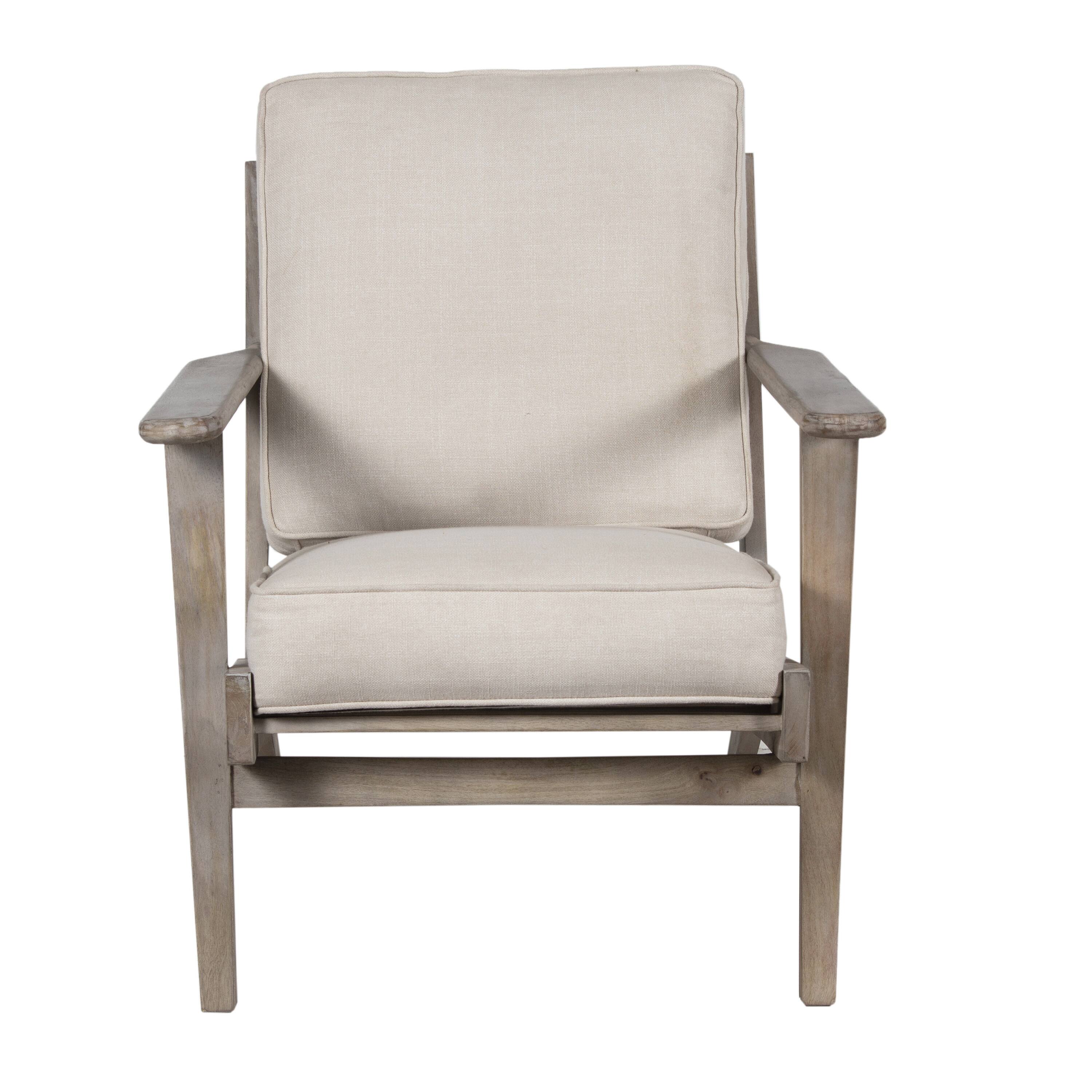 Alt View 1. Manhattan Lane - Amber Accent Chair, Beige Fabric Cushions, Angled Legs - Washed Gray, Beige.