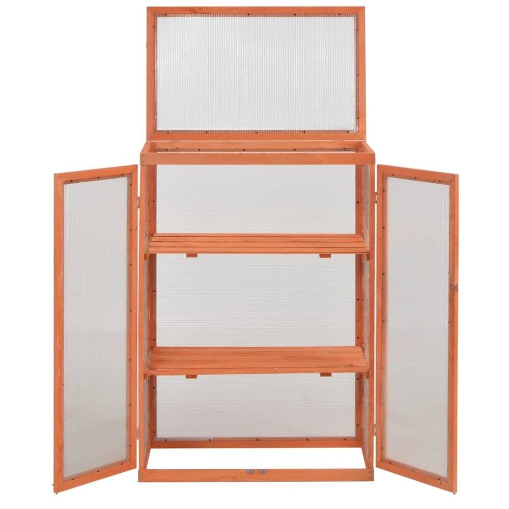 Alt View 1. vidaXL - vidaXL Greenhouse Wooden Wood and Polycarbonate board - Brown.
