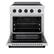 Angle. ZLINE - Autograph 30 in. 4.2 cu. ft. Paramount Freestanding Induction Range with 4 Burners in Satin Steel with Black Accents - Satin Stainless Steel.