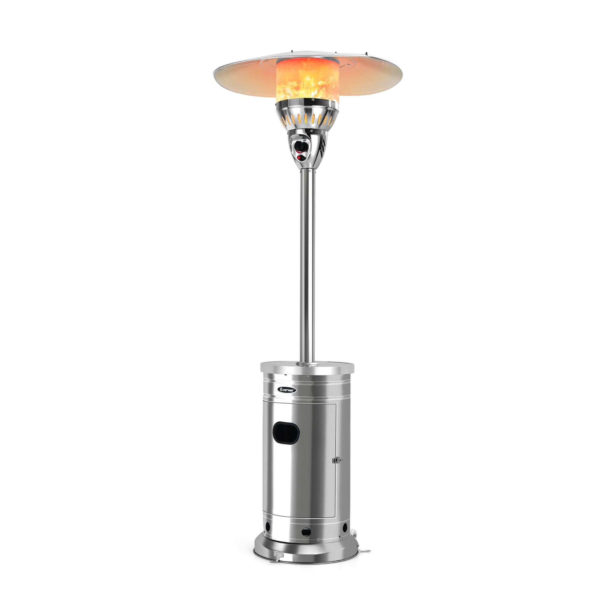 Alt View 7. Costway - Costway 48,000 BTU Patio Propane Heater Stainless Steel W/Table & Wheels - Silver.