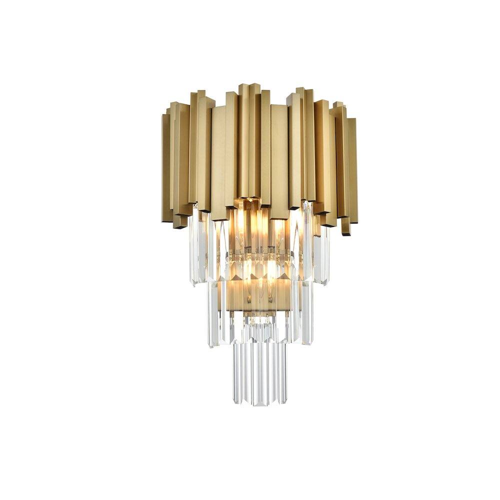 Left. Elegant Lighting - Willow 12 Inch Wall Sconce In Satin Gold - Satin Gold And Clear.