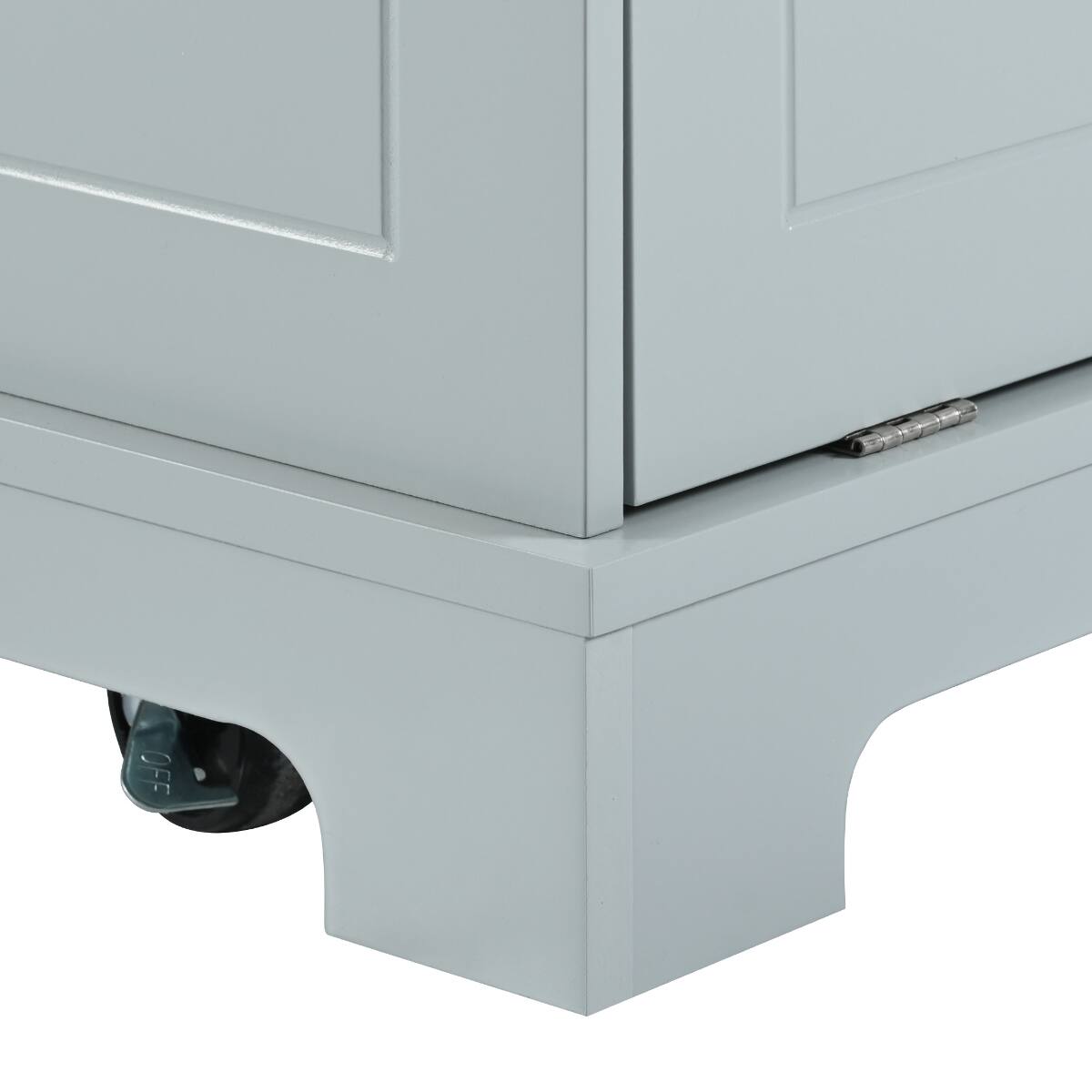 Alt View 6. Loheer - Loheer Kitchen Island with Trash Can Storage, Rubber Wood Top, Grey Blue - Grey Blue.