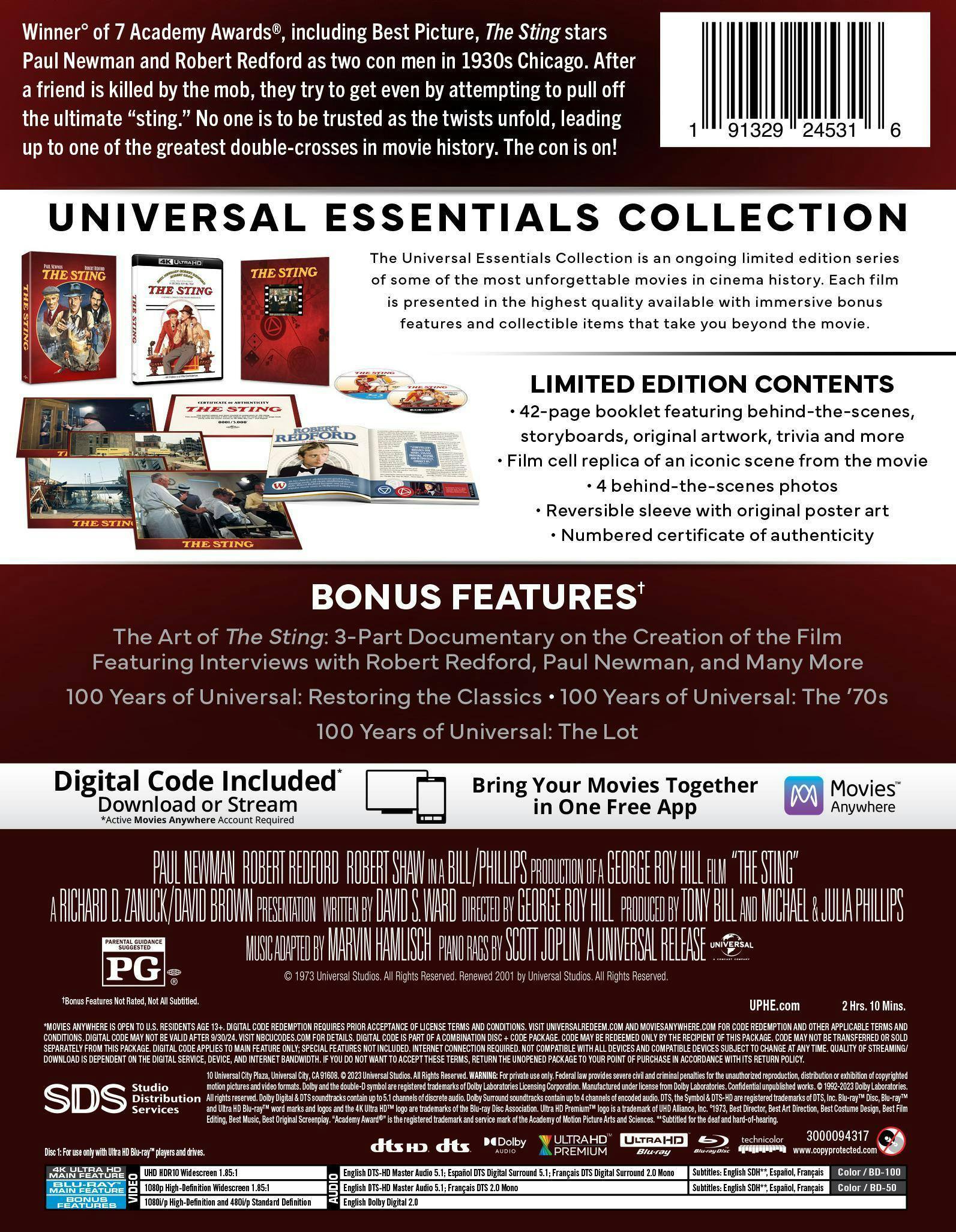 Back. The Sting (4K Ultra HD + Blu-ray (50th Anniversary)) [UHD].