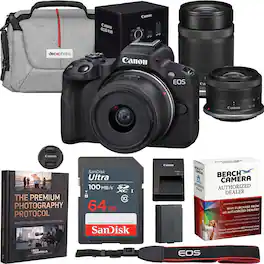 Bundle - Canon - EOS R50 Mirrorless Camera 2 Lens Kit 18-45mm + 55-210mm IS STM Premier