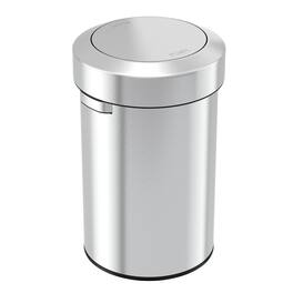 iTouchless - 17 Gallon Stainless Steel Swing Top Kitchen Trash Can - Silver