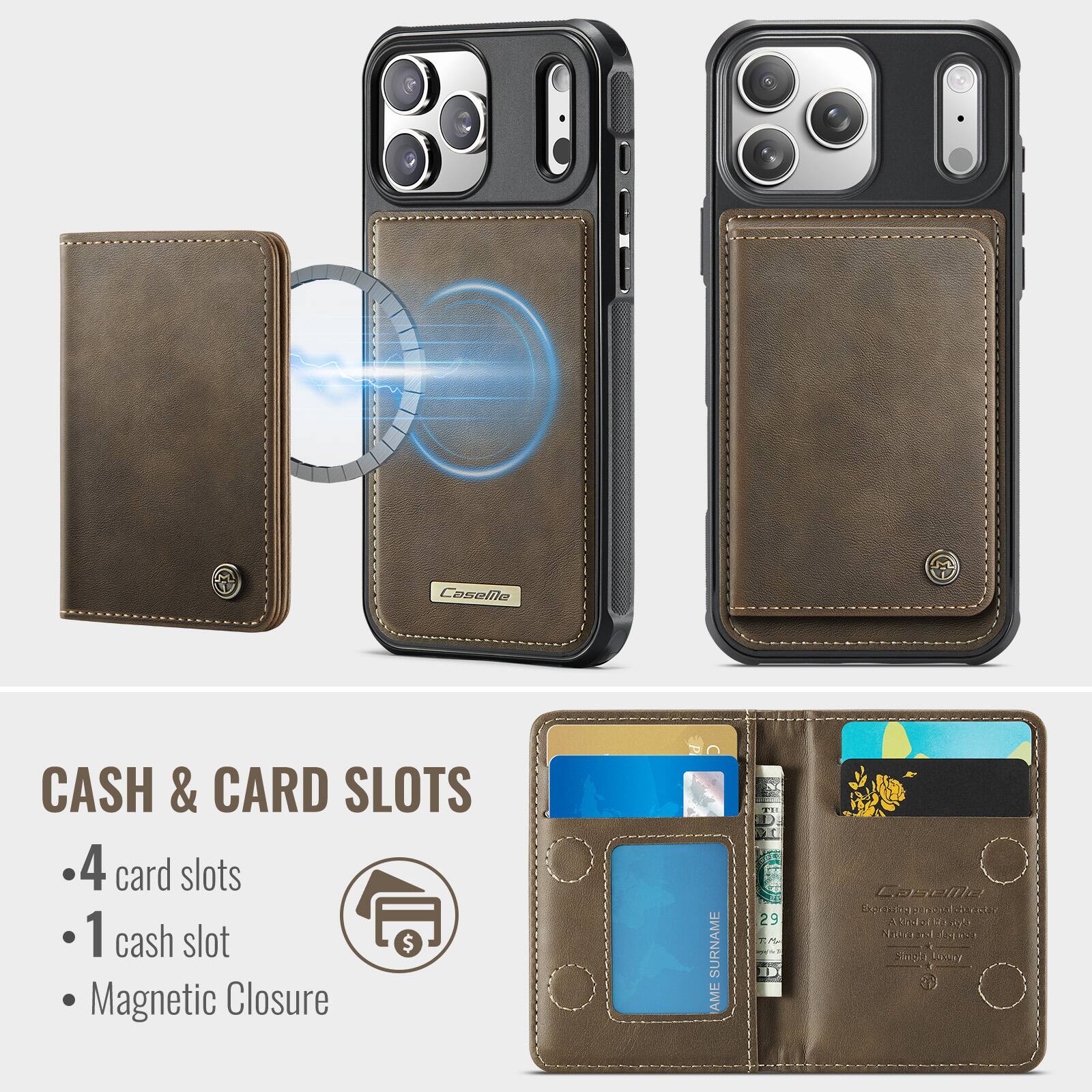 Caselila CASH & CARD SLOTS  
4 card slots  
1 cash slot  
Magnetic Closure  

SURNAME AME  
PE  
29  
7A  

ID Laseme  
SP  

dxsae  
u  
haol  

TEC  
d
