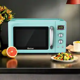 LUCKY ONE - 0.9 Cu.ft Retro Countertop Microwave Oven with 5 Power Levels & Turntable - Compact - Green