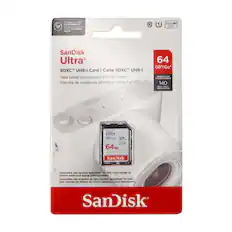 Packaged with 20% recycled material
Emballage d'20% - matériau recyclé
SanDisk Ultra SDXC UHS-I Card | Carte SDXC UHS-I
Take better pictures and Full HD Video!
Prendre de meilleures photos et vidéo Full HD
64 GB*
SPEED UP TO 140 MB/s
Ultra 140 MB/s
Compatible with SanDisk QuickFlow™ SD UHS-I Card Reader to achieve stated read speeds (sold separately)
Compatible avec le lecteur de carte SanDisk QuickFlow™ SD UHS-I pour atteindre les vitesses de lecture indiquées (vendu séparément)
FULL HD Video