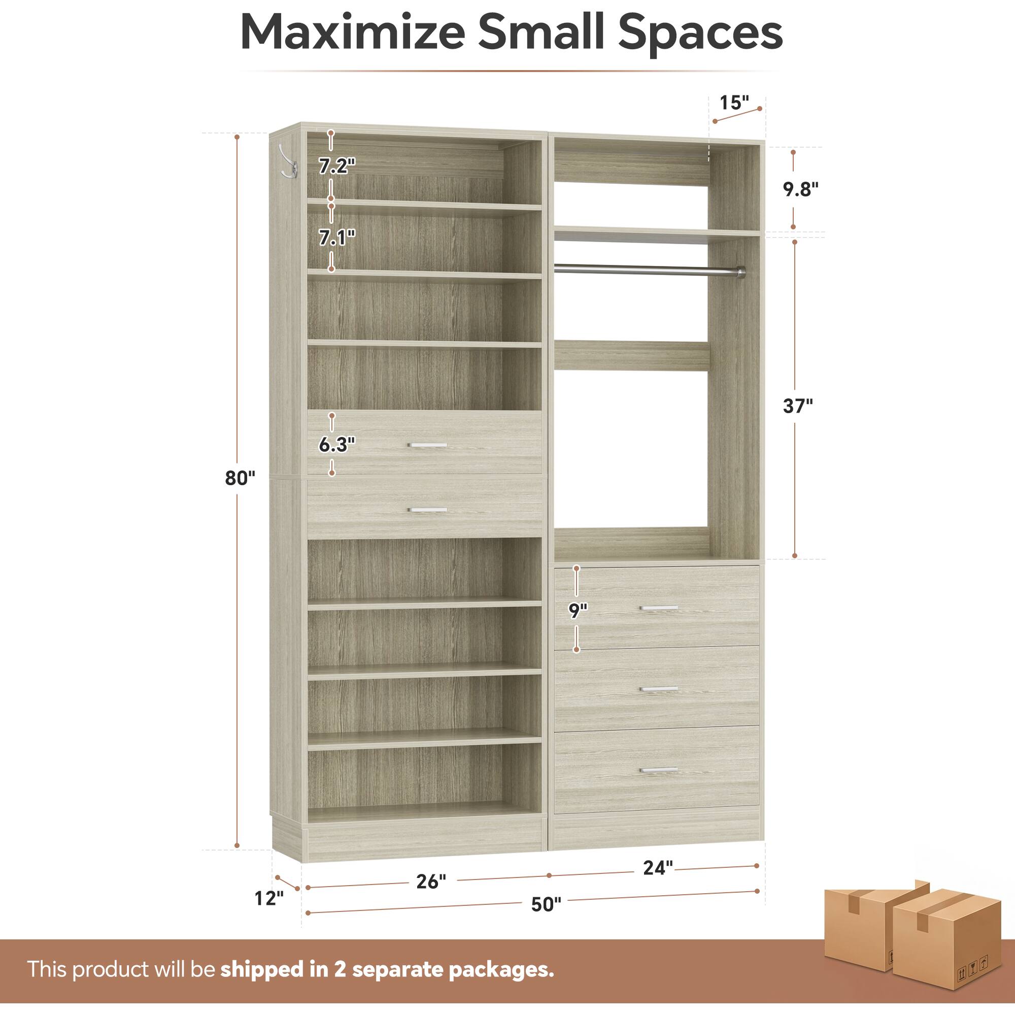 Maximize Small Spaces

15" | 7.2" | 9.8" | 7.1" | 6.3" | 37" | 80" | 9" | 12" | 26" | 50" | 24"

This product will be shipped in 2 separate packages.