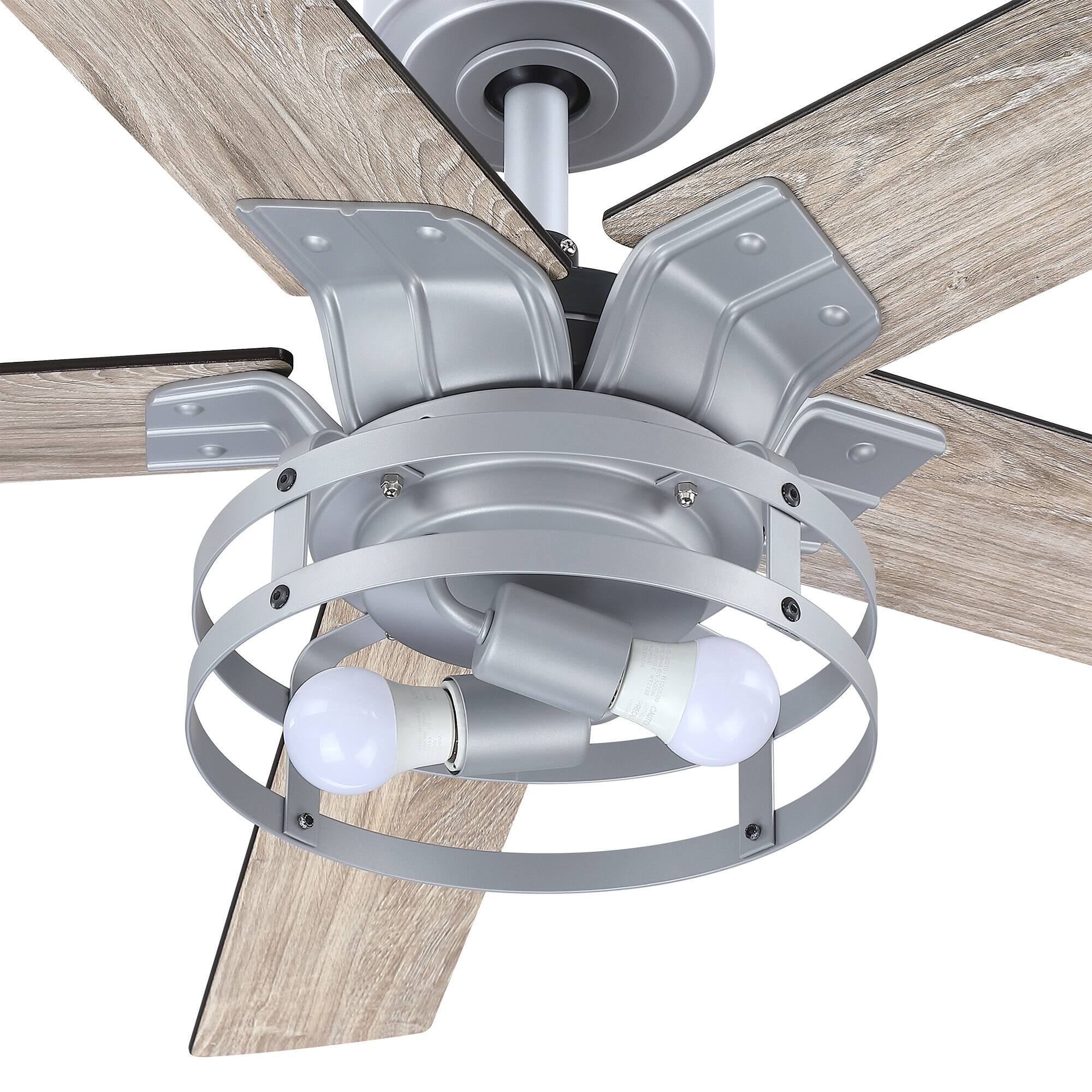 Alt View 3. Parrot Uncle - Modern 52" Silver AC Motor Ceiling Fan with Light and Remote - Silver.