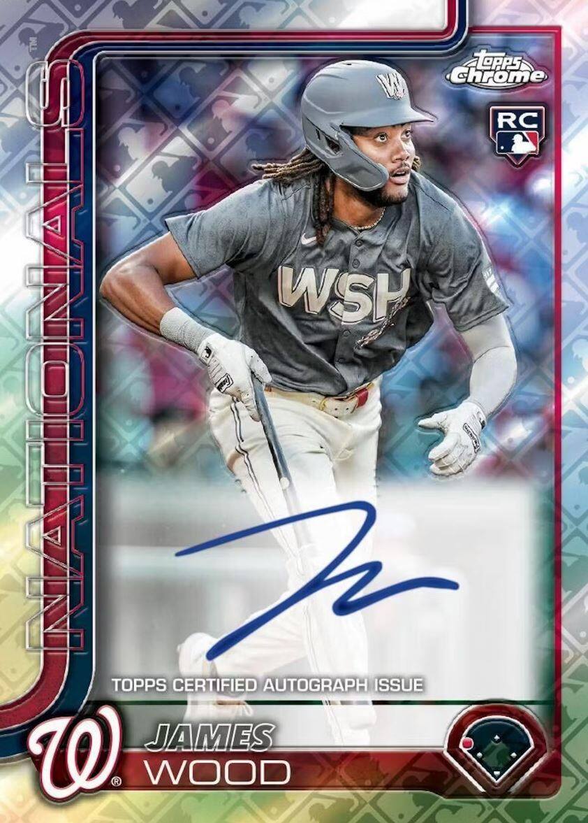 LoPPS .Chrome I W RC WSH STVNOLYN h TOPPS CERTIFIED AUTOGRAPH ISSUE JAMES W WOOD

Corrected text:
Topps Chrome
RC
WSH
TOPPS CERTIFIED AUTOGRAPH ISSUE
JAMES WOOD