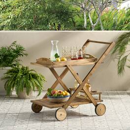 Mondawe - Mobile Bar Cart with Acacia Wood Finish - Natural