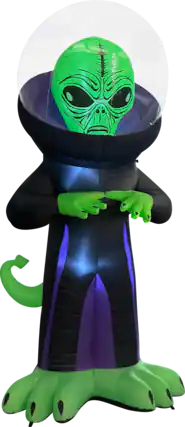 Front. GOOSH Inflatables - GOOSH 9FT Inflatable Alien with Space Helmet – Light-Up Halloween Yard Decoration - Black.