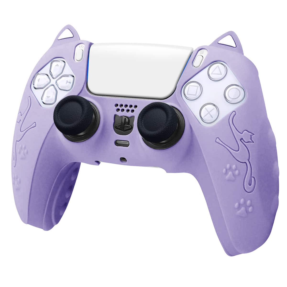 SKRAN - PS5 Controller Silicone Case - Cat Cartoon Gamepad Protective Cover, Anti-Fall Anti-Scratch, Cute Kitten PS5 Handle Skin - Purple