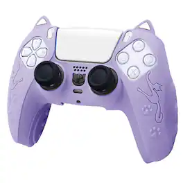 SKRAN - PS5 Controller Silicone Case - Cat Cartoon Gamepad Protective Cover, Anti-Fall Anti-Scratch, Cute Kitten PS5 Handle Skin - Purple
