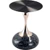 Front. LeisureMod - Savoy Black Circular Top End Table with Powder Coated Finish for Living Room/Offices - Stone Black.