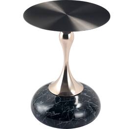 LeisureMod - Savoy Black Circular Top End Table with Powder Coated Finish for Living Room/Offices - Stone Black