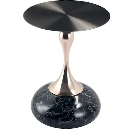 Front. LeisureMod - Savoy Black Circular Top End Table with Powder Coated Finish for Living Room/Offices - Stone Black.