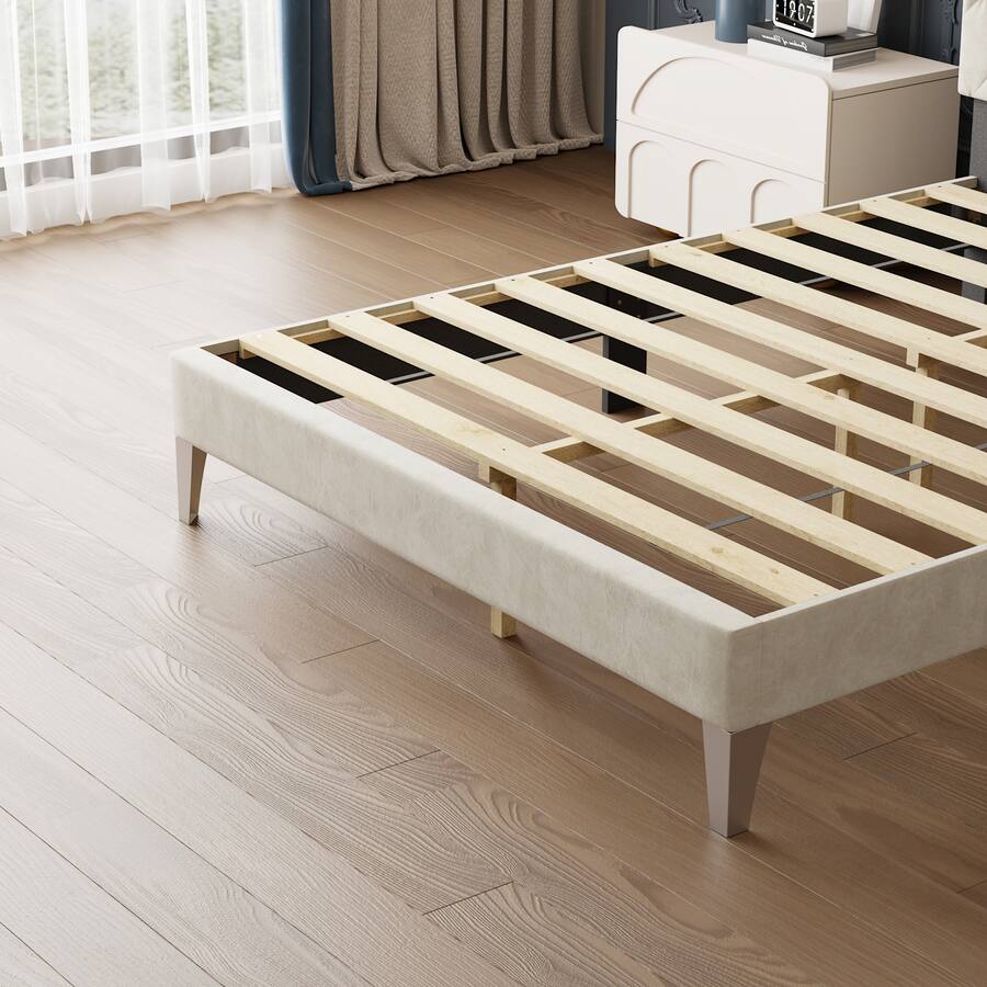 Famapy Upholstered Bed Frame Tufted Headboard, Sturdy Slats, Modern ...