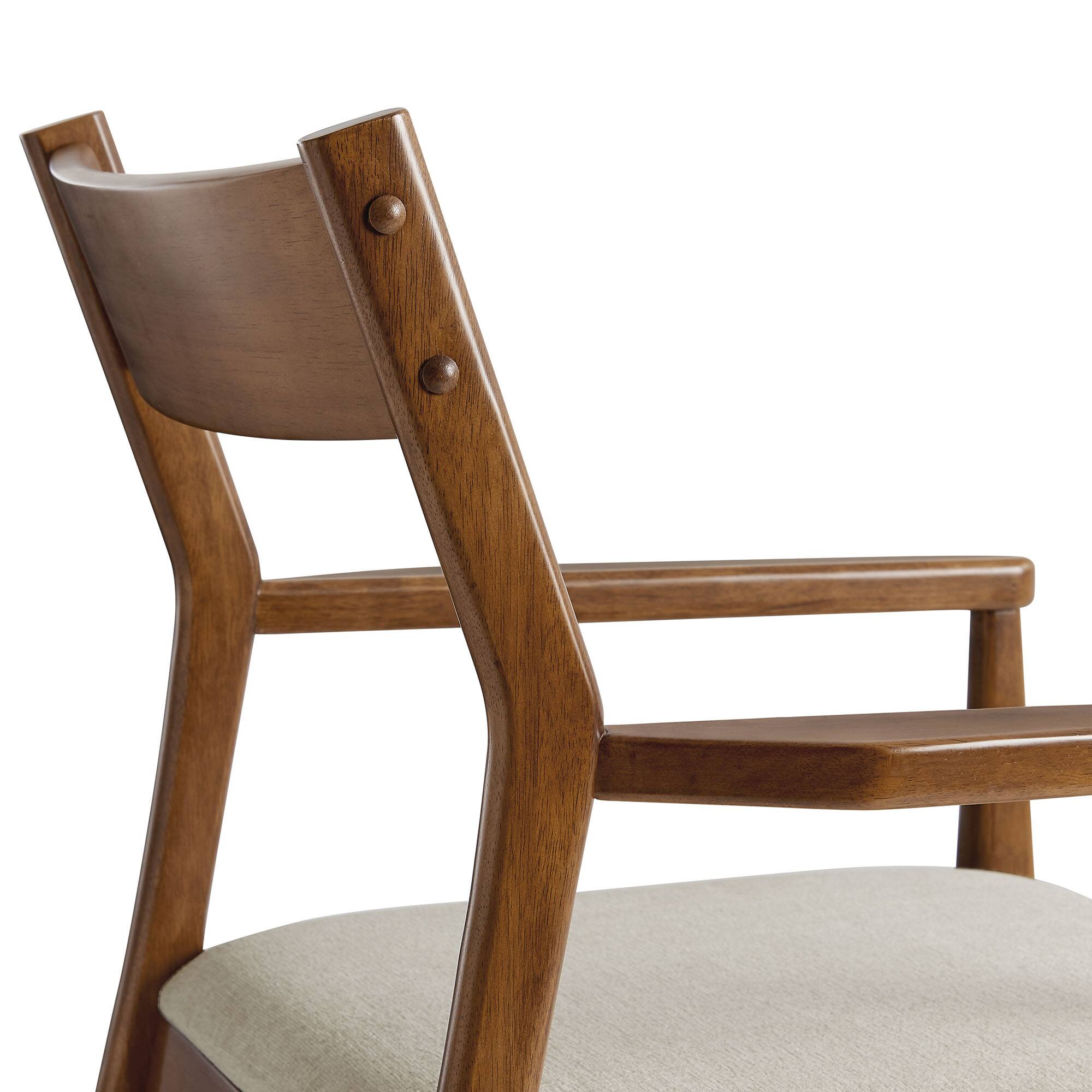 Alt View 6. Modway - Solara Dining Armchairs Set of 2 - Walnut Heathered Weave Beige.