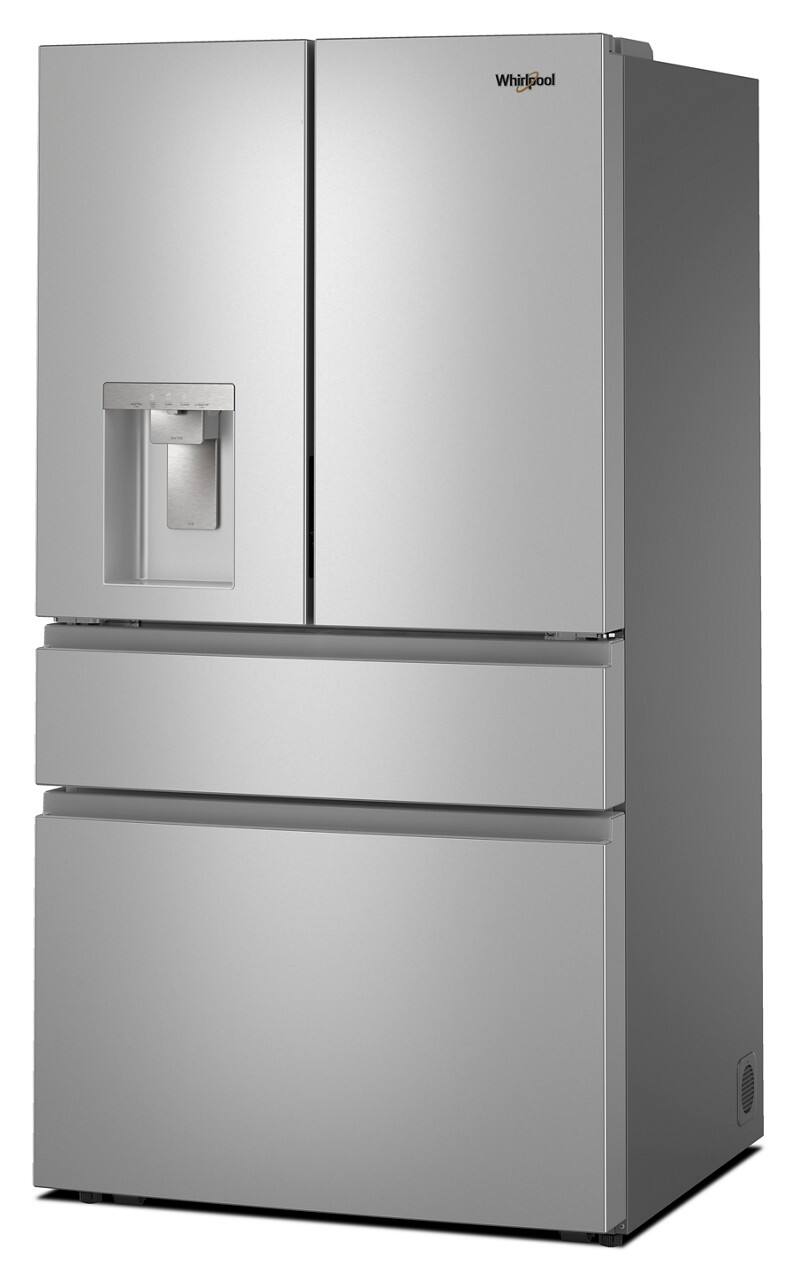Left. Whirlpool - 29 Cu. Ft. Family-Sized Capacity French Door Refrigerator with Flexible Temperature Drawer - Fingerprint-Resistant Stainless Finish.