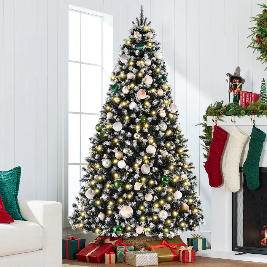 Best Choice Products Artificial Frosted Christmas Tree, 6ft Premium Pre ...