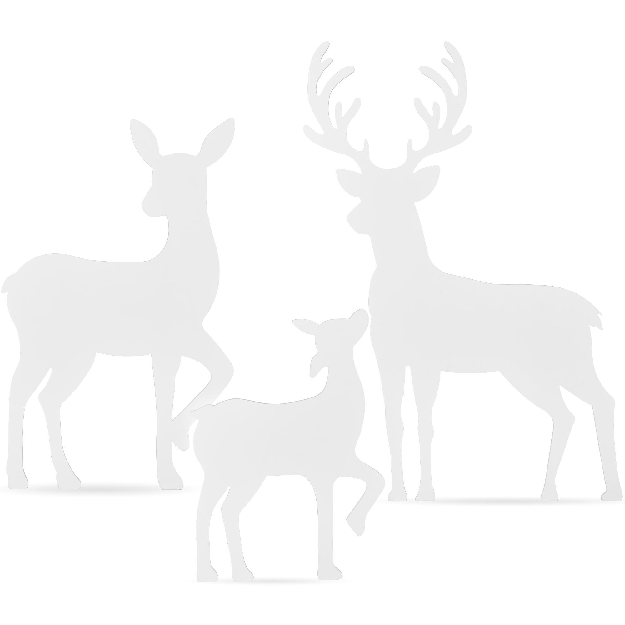 Alt View 4. Best Choice Products - Best Choice Products 3-Piece 46in 2D Deer Family Silhouette Set, Outdoor Christmas Yard Decor w/ Buck, Doe, Fawn - White - White.