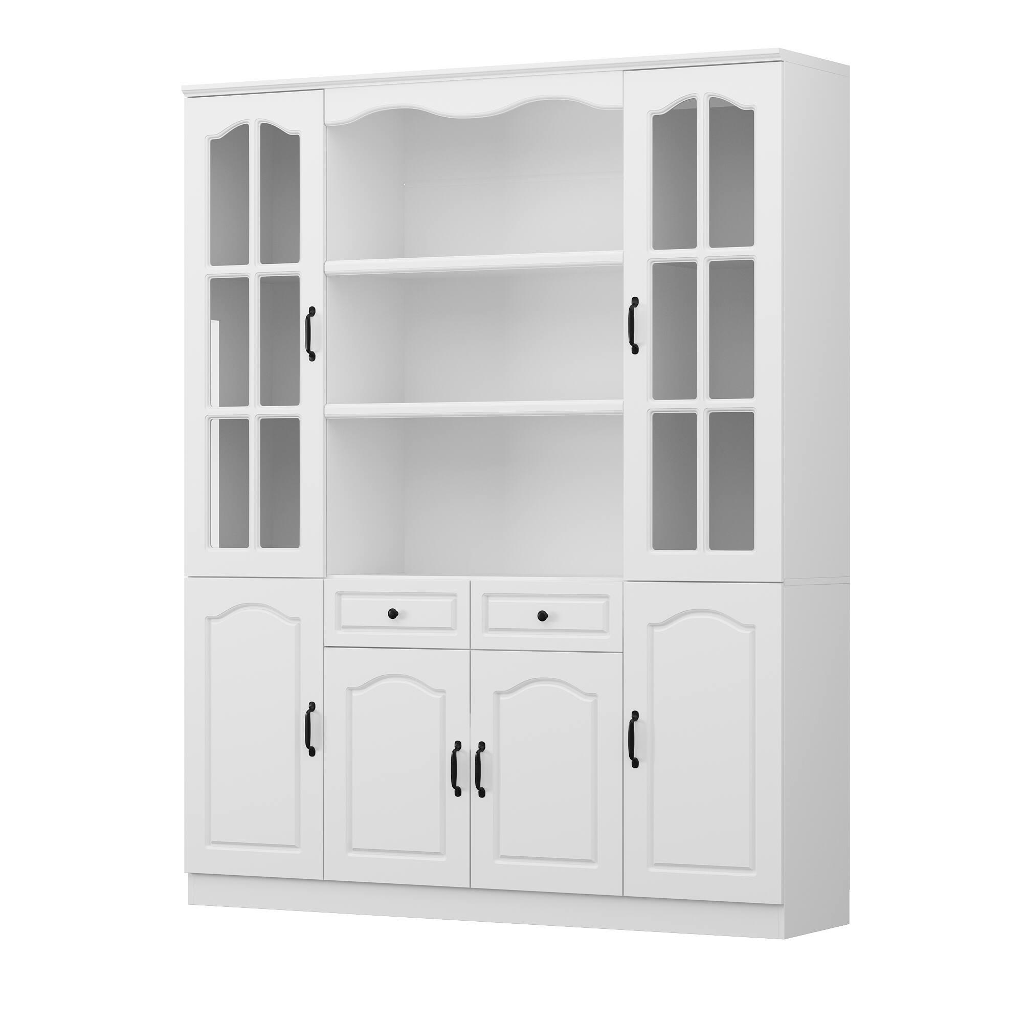 Angle. FUFU & GAGA - FUFU&GAGA Kitchen Sideboards Large - Capacity Glass Doors Storage Pantry Cabinet with Adjustable Shelves - White.