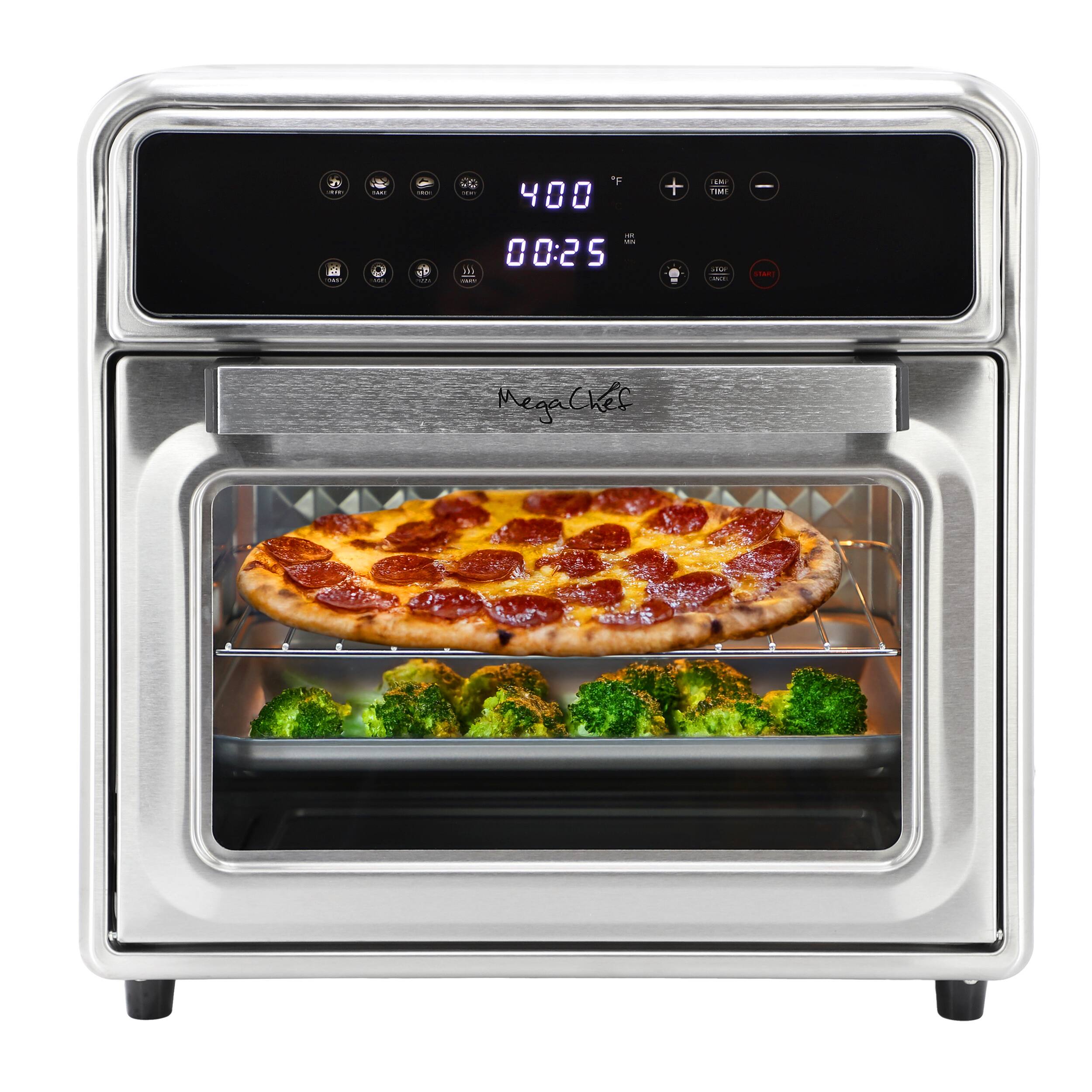 MegaChef - 21.13 Quart Stainless Steel Digital Electric Multi-Function Air Fryer and Counter Top Oven - Silver