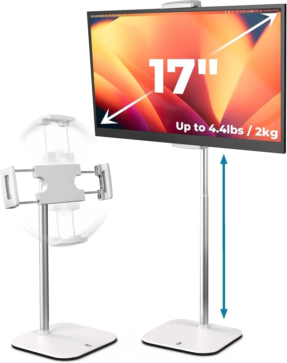 FINEAK - 20" Tall Tablet Stand for Desk, Heavy Duty Holder Fits Up to 17" Monitor & 4.4 lbs - Frost - White