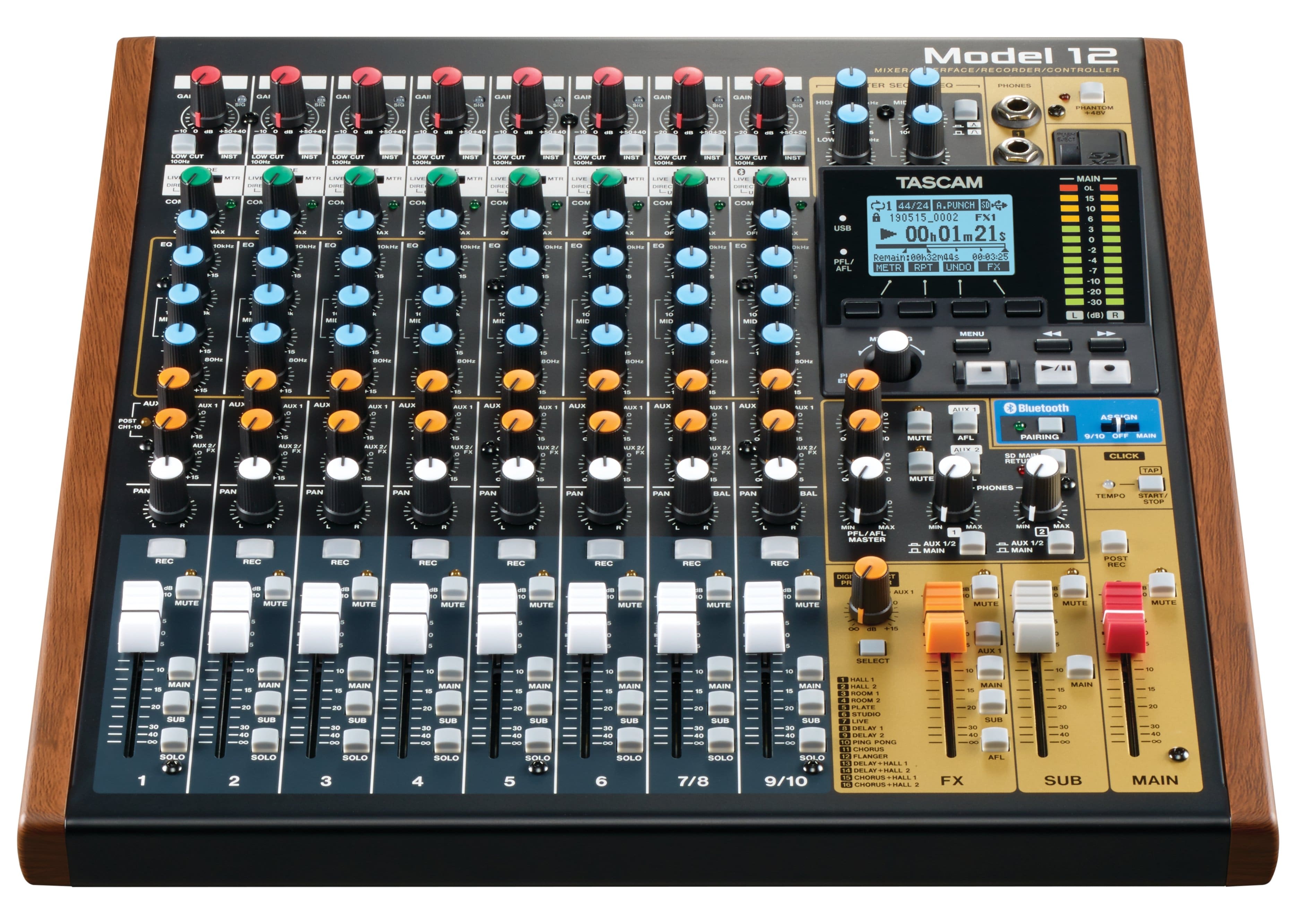 TASCAM - Model 12 All-in-One Production Mixer, USB Audio Interface, Multitrack Recorder, DAW Control, Podcasting Capability